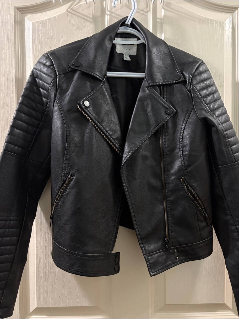 Noisy May Black Faux Leather Moto Jacket - Small